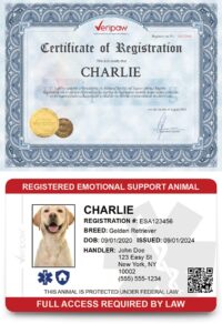 emotional support animal registration ID card and certificate